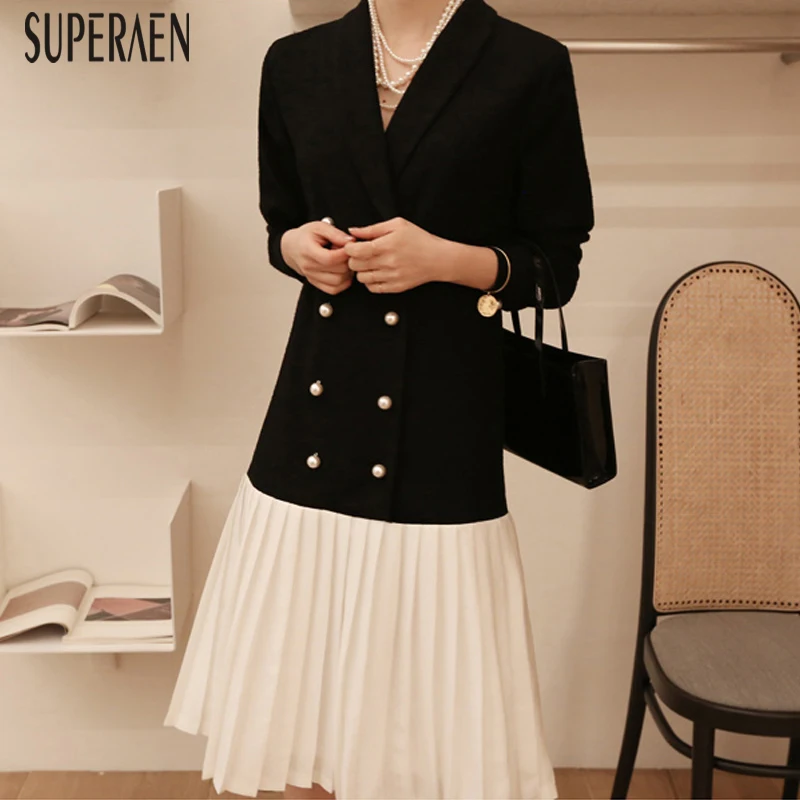 

SuperAen Fashion Dress Female Spring and Autumn Long-sleeved 2019 New Women Clothing Temperament Fashion Pleated Dress Women