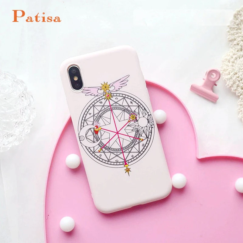 

Cute Pink girl Cartoon Cardcaptor Sakura Magic Wand High Quality Soft TPU Case For Iphone 6 6S 7 8 X 6P 7P 8plus 10 Cover