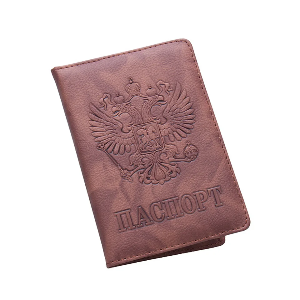 Oswego Passport Cover Russian International Standard Card Holder ID Men Passport Cover Travel Ticket Folder Card Bag - Цвет: Brown