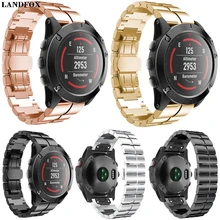 LANDFOX браслет из натуральной нержавеющей стали Quick Release Fit ремешок для Garmin Fenix 5X gps часы замена SmartWatch