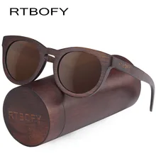 Rtbofy солнцезащитные очки с деревянной оправой Для женщин бамбуковая рамка поляризованные солнечные очки линзы очки Винтаж дизайн оттенков UV400 защитные очки