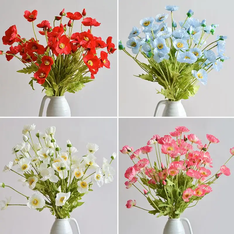 

artificial flower poppy wedding deco background road lead flower arch table flower arrange home Christmas decor