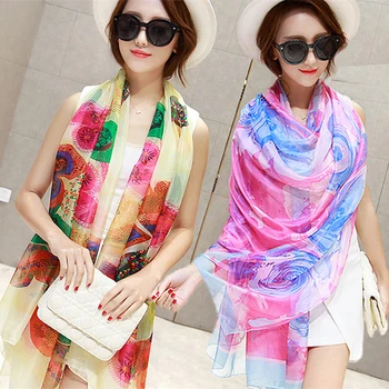 

Elegant Soft Emulation Silk Flower Print Large Stole Women Scarf Wrap Shawl Gift