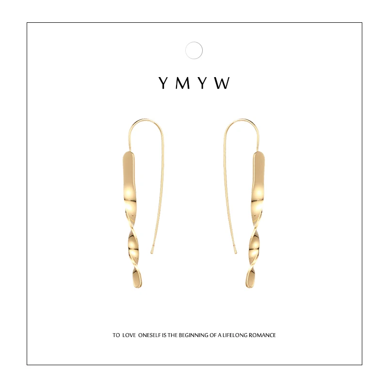 

YMYW Fashion Concise Irregular Long Drop Earrings Gold/Silver Temperament Charms Statement For Women Brincos Oorbellen Jewelry