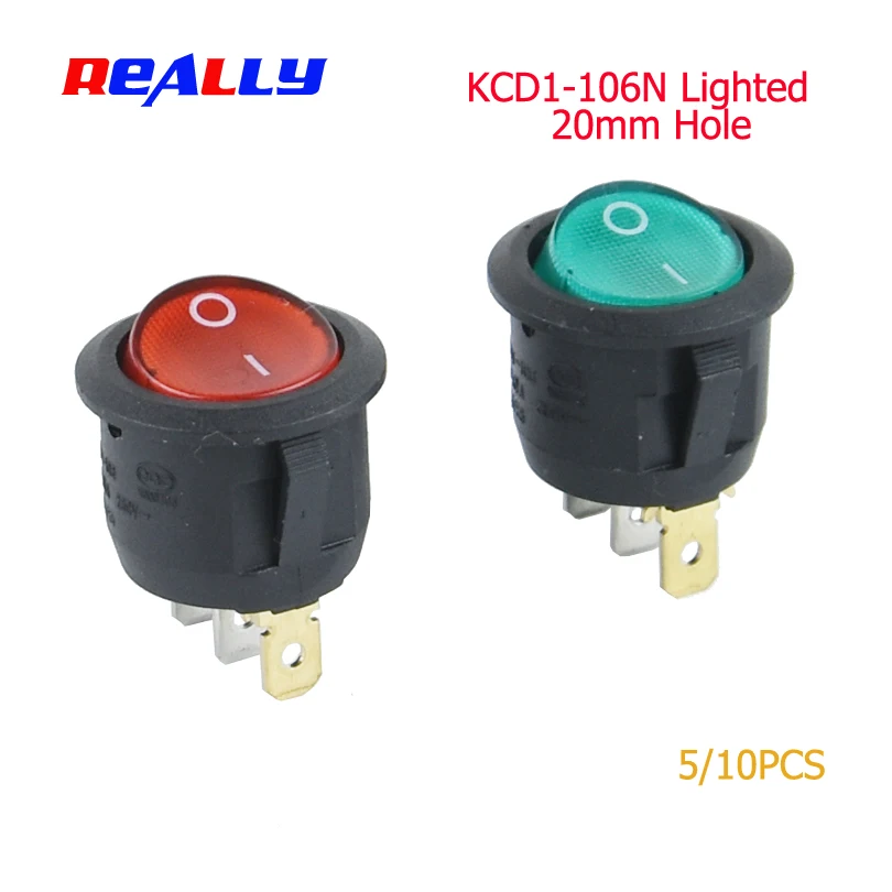 

REALLY 5PCS ON/OFF Round Rocker Switch lighted illuminated Car Dashboard Dash Boat Van 250V