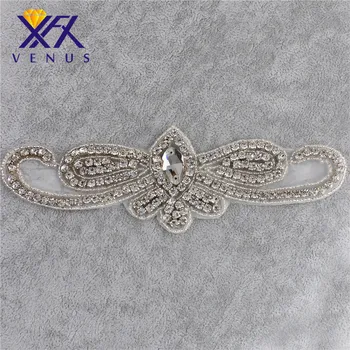 

XINFANGXIU (30 pcs)Sparkly handmade rhinestone applique bridal crystal applique patches for wedding accessory headband