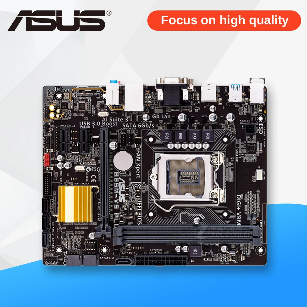 Asus B85M-V5 PLUS Desktop Motherboard B85 Socket LGA 1150 i7 i5 i3 DDR3 16G SATA3 Micro-ATX asus b85m v5 plus desktop motherboard b85 socket lga 1150 i7 i5 i3 ddr3 16g sata3 micro atx