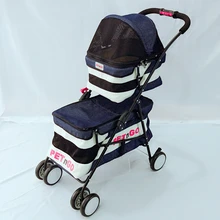 Модная Портативная двухслойная коляска для кошек, Складная легкая коляска для питомцев, четыре сезона, четыре колеса для собак