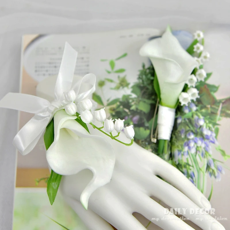 Новинка! Длинный искусственный ПУ Калла Лилия колокольчик Орхидея каплевидные цветы в форме водопада Свадебный букет Белый