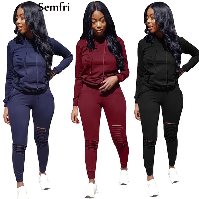 

Semfri 2 Piece Set Women Hoodies Pant Clothing Set Warm Newest Clothes Ladies Solid Tracksuit Women Set Top Pant 2019 Sweatshirt