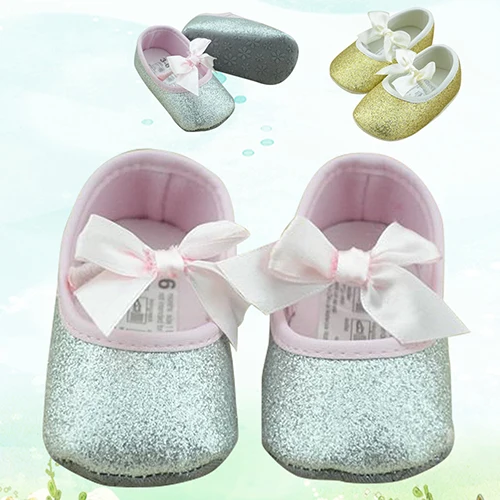 Девочка принцесса стиль бантом мягкие Нескользящие Prewalkers обувь 0-18 месяцев