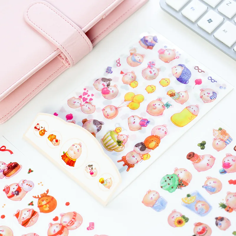 

6 sheets DIY Colorful Molang Rabbits kawaii Stickers Diary Planner Journal Note Diary Paper Scrapbooking Albums PhotoTag