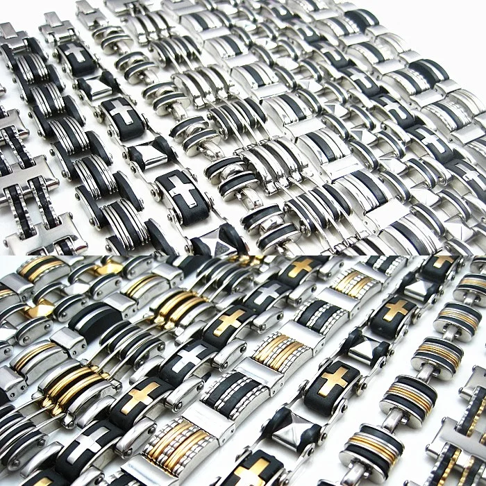 10 шт. браслеты-цепочки из нержавеющей стали мужские смешанные стильные модные серебряные/золотого цвета Изысканный Классический оптом ювелирные изделия