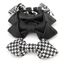 Британский Взрослый мужской воротник рубашка галстук-платок с цветочным принтом из искусственной кожи с бантом свадебные вечерние галстук-бабочка