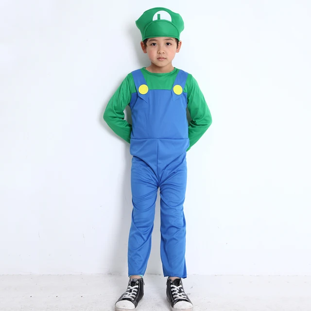 Cosplay Adults and Kids Super Mario Bros Cosplay Dance Costume Set Children Halloween Party MARIO & LUIGI Costume for Kids Gifts -
