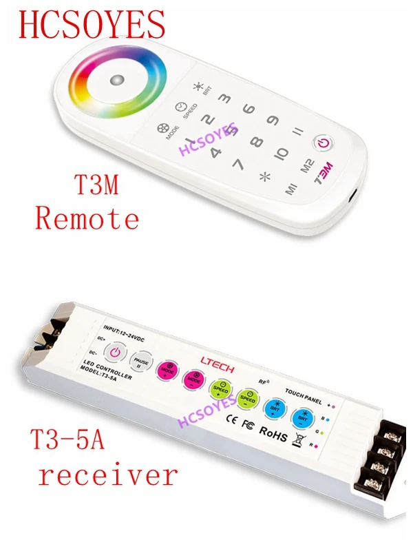 

LTECH T3M Wireless 2.4G LED Touch Controller RF Remote Control RGB LED controller work with T3-5A Receiver for RGB LED Strip