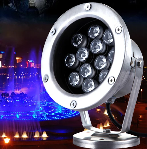 

High Power 12W LED Underwater Light 12W, LED Pool fountain Light 12*1W Stainless IP68 Warm White/White/RGB