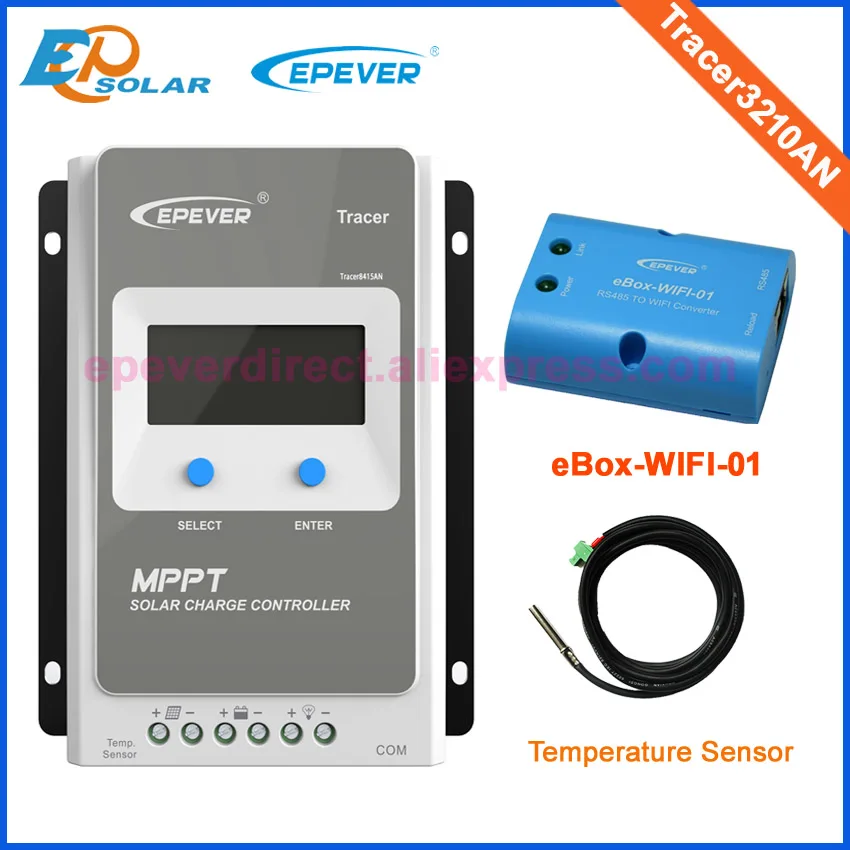 

Tracer3210AN solar charge controller with ebox WIFI module 30A 12V/24V MPPT solar charge controller for home solar power system
