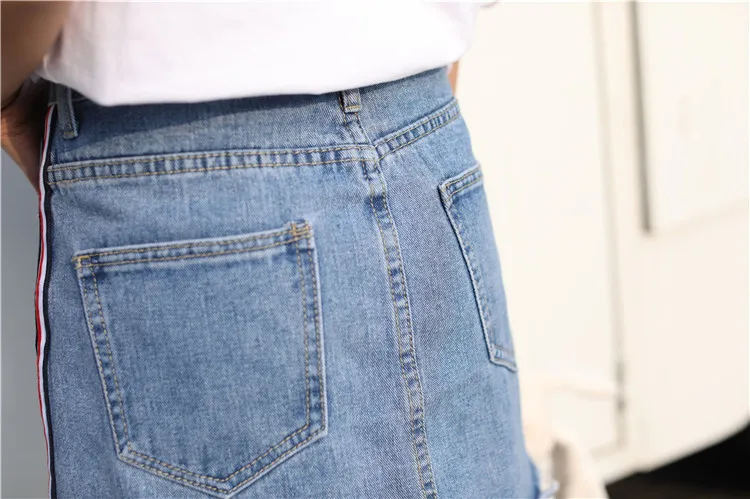 Women's side lace Splicing line Mini Short jeans pocket pocket Irregular  style high waist jeans Skirts vangull Summer New|Skirts| - AliExpress