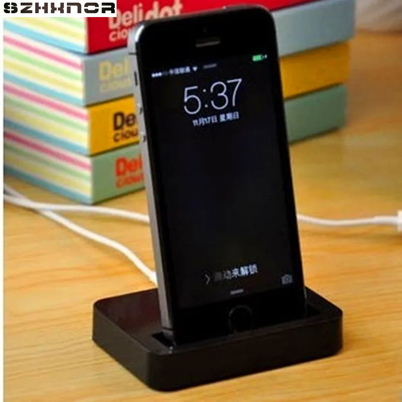 

SZHXNOR Black Mini Desktop Cradle Dock Charger Charging Station Stand with 8 pin Connector for iPhone 5 6 6s iPhone 7 8 X Plus