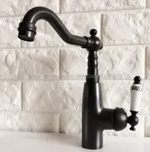 Oil Rubbed Bronze One Hole / Handle Bathroom Basin Faucet Brass Vessel Sink Water Tap Mixer Swivel Spouts Knf375 oil rubbed bronze kitchen faucet vessel sink mixer tap swivel spouts single handle hole vessel sink mixer tap faucets