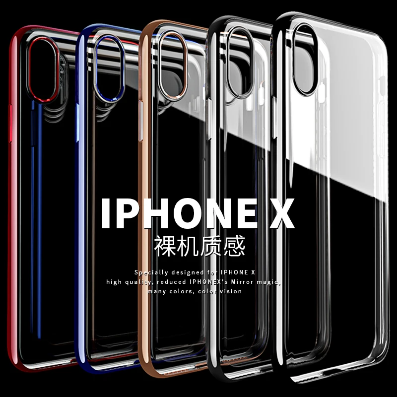 

5 Colors Clear Silicone Crystal TPU Soft Phone Case Cover For iPhone 6 6S 7 8 Plus X XS MAX XR 11 Pro Max Back Plated Cases