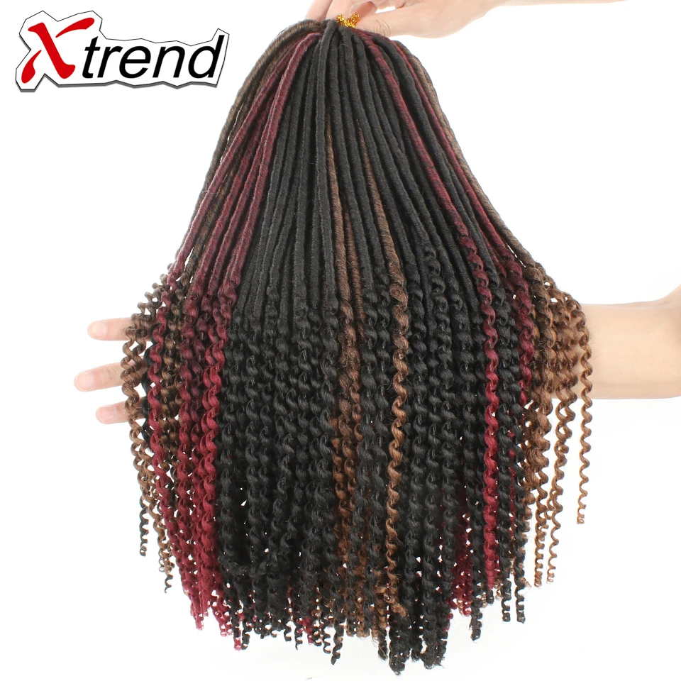 Synthetic Faux Locs Curly Crochet Braid Hair 20inch 24Stands Ombre Braiding Hair