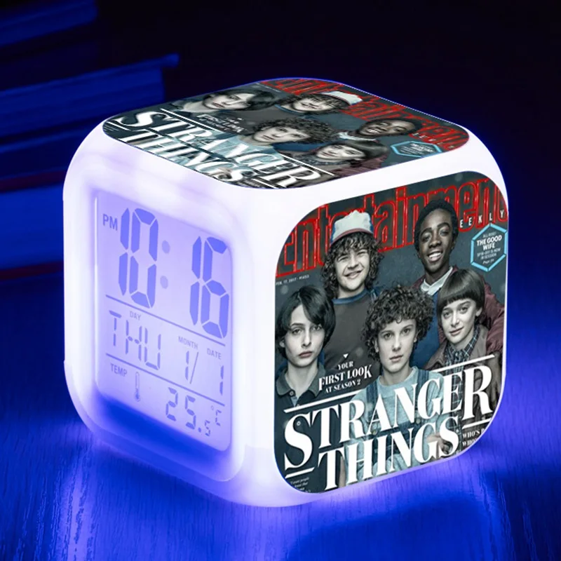 America TV Stranger Things LED 7 Color Flash Digital Alarm Clocks Kids