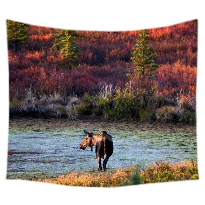 Настенный Гобелен североамериканский Moose индивидуальное покрывало на кровать в