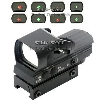 

Tactical 4 Reticle Red and Green Dot Illuminated Reflex Sight Laser Touch-tone Scope Picatinny Weaver 20mm Rail for hunting