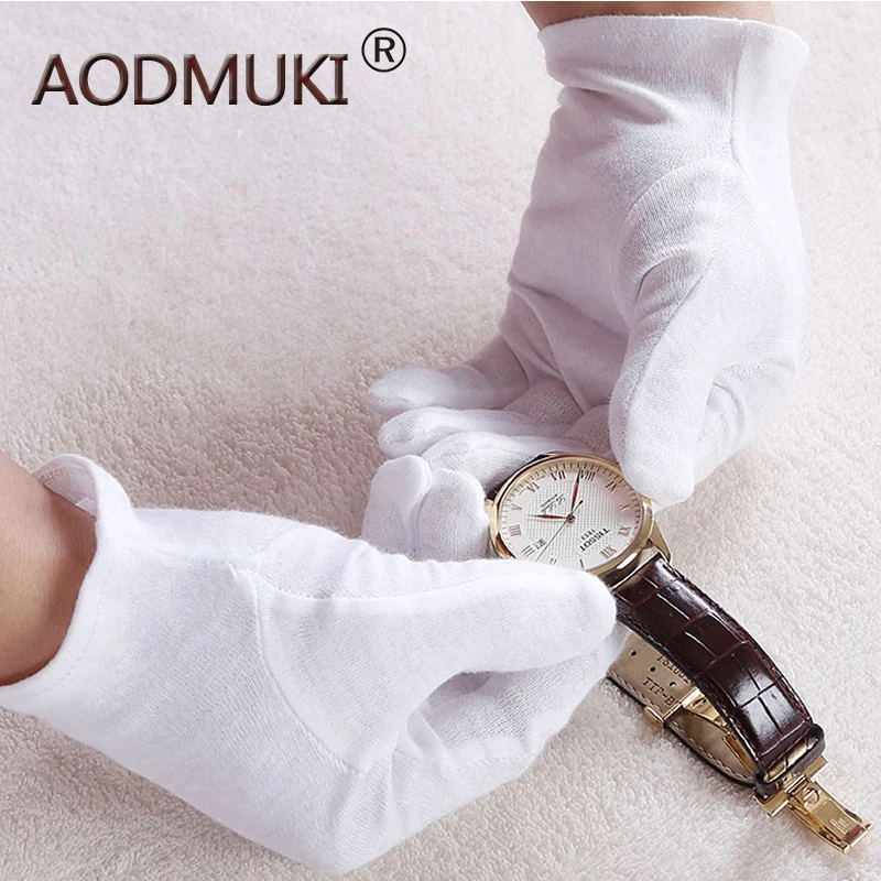 

Reusable 12 Pairs Cotton Working Safety Gloves Thin Dry Hand Moisturizing Cosmetic Eczema Hand Coin Jewelry Inspection Gloves