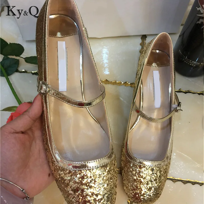 

Luxury Sequins Med Heels Weeding Pump Women 2018 Summer Fashion Square Toe Buckle Strap Lady Sandals Female Party Holiday Shoes