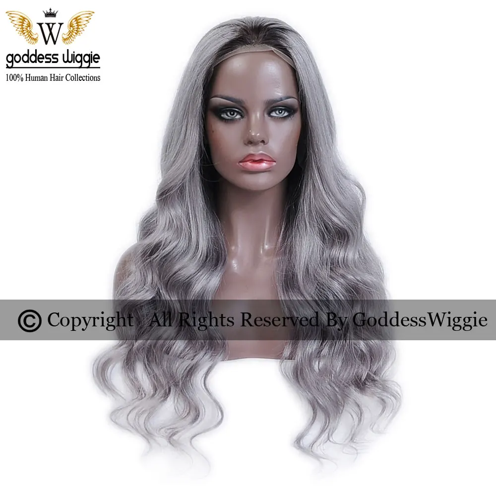 Buy 7A 150Density Two Tone Ombre Gray Human Hair Wigs