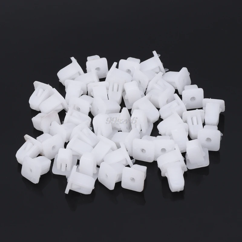 50 Pcs White Square Car Body Plastic Push Pin Rivet Fasteners Trim