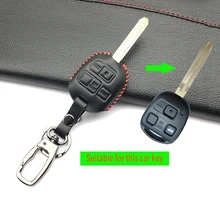 Louvor Caso Cadeia Chave Do Carro de Controle Remoto Carro de Couro Genuíno cobrir Para Toyota Tarago RAV4 Corolla Camry Avalon Celica 3 botão