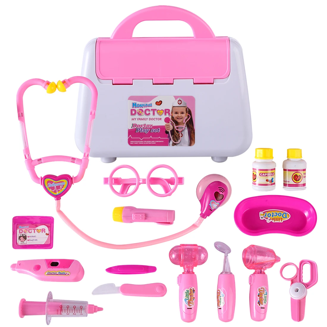 15Pcs/Set Children Pretend Play Doctor Nurse Toy Set Portable Suitcase