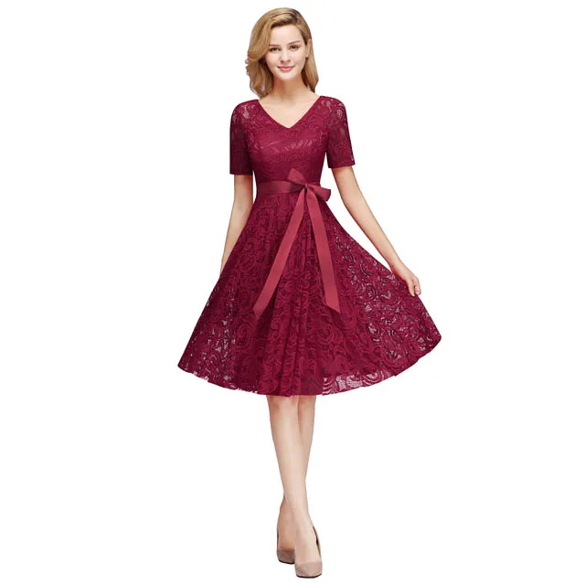 burgundy short sleeve dress