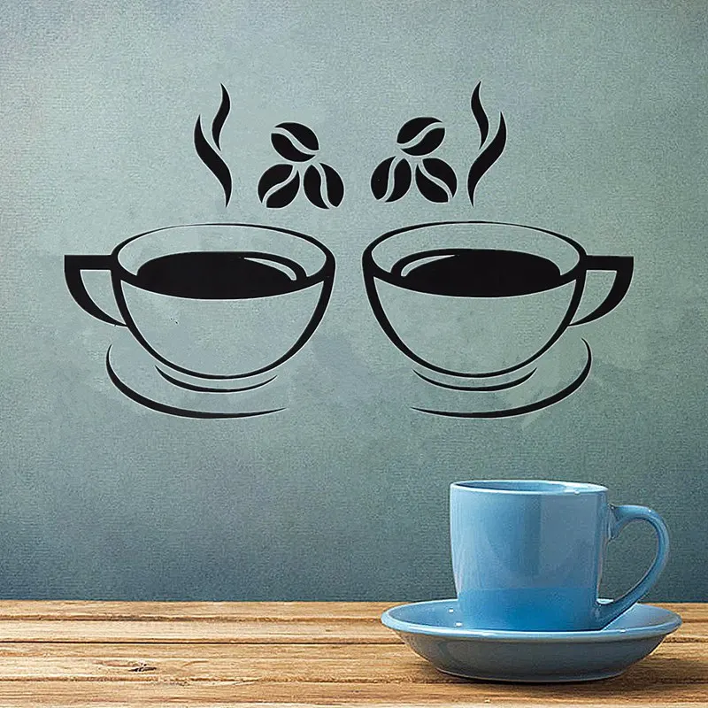Top Selling Black DIY 2 Coffee Cup Kitchen Wall Sticker Art Vinyl Decal Restaurant Pub Cafe Home Kitchen Decal Decor Top Selling Black DIY 2 Coffee Cup Kitchen Wall Sticker Art Vinyl Decal Restaurant Pub Cafe Home Kitchen Decal Decor