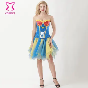 

Wonder Woman Corset Costume Carnival Supergirl Fancy Dress Anime Cosplay Women Superhero Halloween Sexy Costumes For Adults