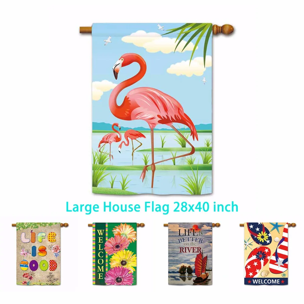 Welcome Summer Flowers American Flag Flipflop Garden Flag Life Is Goood Flamingo Indoor And Outdoor Banner Not Include Pole Flags Banners Accessories Aliexpress