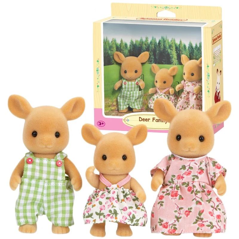Sylvanian Family 3 шт. семейный набор оленей кукольный домик пушистая фигура игрушка