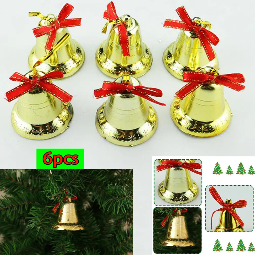 

6pcs Golden Bells Christmas Tree Ornaments 4cm PlasticFestive Golden Bell Atmosphere creation Gadget Christmas Party Decoration