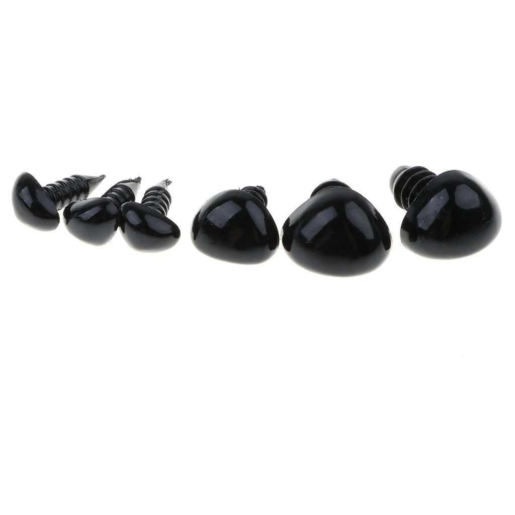 Box of 100 Pieces 7-13mm Plastic Safety Eyes Noses with Washers for Puppet Bear Doll Animal Stuffed Toys DIY Sewing Craft Black