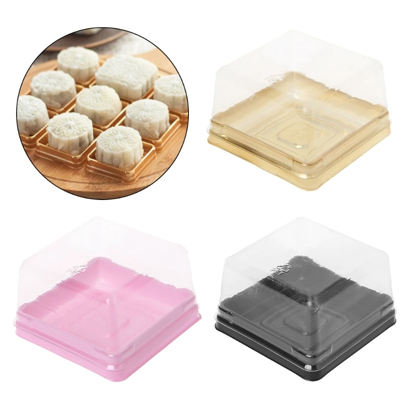 

50g 80g Square Moon Cake Trays Mooncake Packaging Box Container Holder 50 Sets