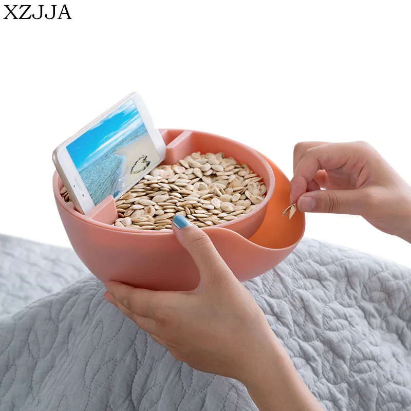 

XZJJA Creative Eco-Friendly 2 Layers Fruit Compote Split Double Bowl Compote Candy Snack Nuts Box Holder Tray
