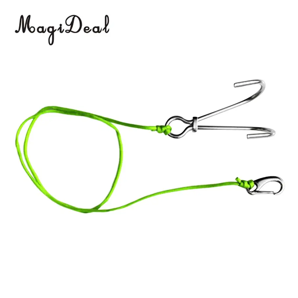 MagiDeal Strong Durable Scuba Diving Double Dual 316 Stainless Steel Reef Hook With Line for Underwater Photographers Supplies