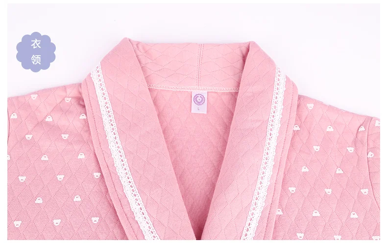 J& Q женский халат, хлопковый пеньюар для женщин размера плюс, хлопковый Халат средней плотности, женский халат, розовый домашний халат