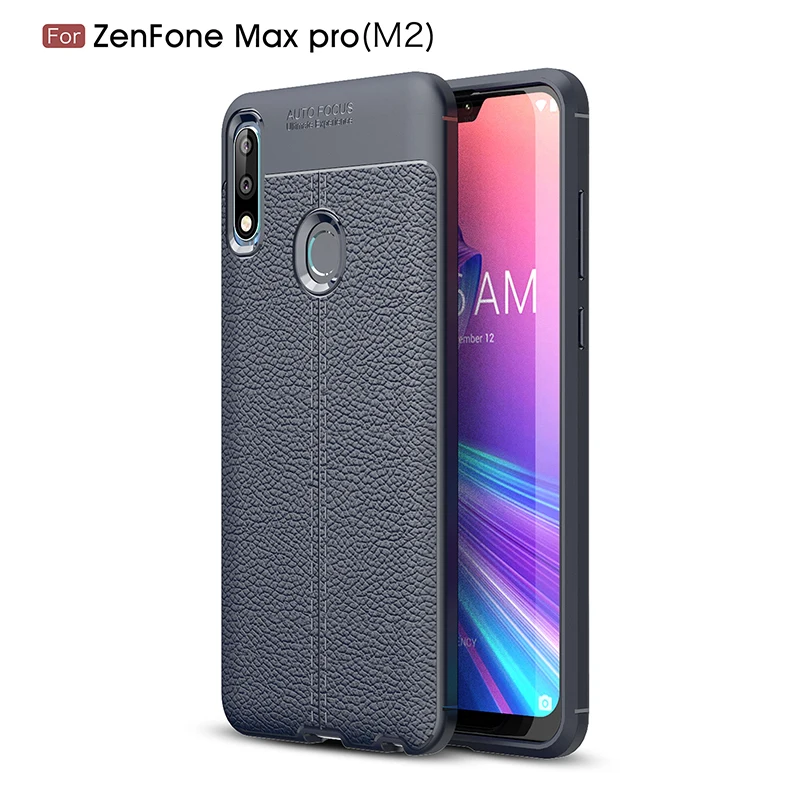 

Litchi silicone case carcasa for Asus Zenfone Max Pro m2 ZB631KL ZB630KL funda hoesje copy leather tpu cover coque etui kryt tok