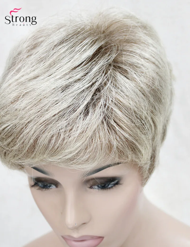 StrongBeauty короткий лохматый слоистый блонд Омбре Классический колпачок полный синтетический парик женские парики