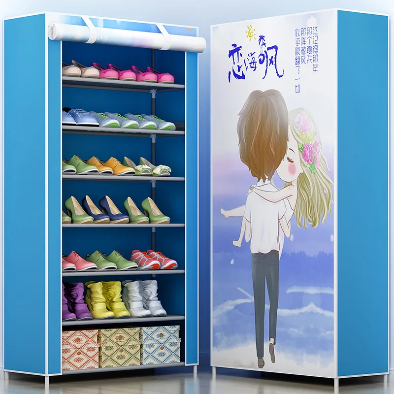 8 Tiers Creative Modern Shoe Closet Assembled Nonwoven Close Door Furniture Boxes Shoes Storage Hallway Standing Organizer Shelf